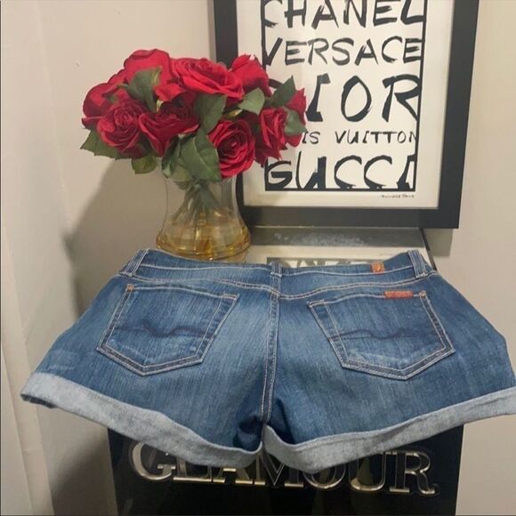 2 PAIRS LADIES 7 For All Mankind Denim Shorts - Picture 9 of 15